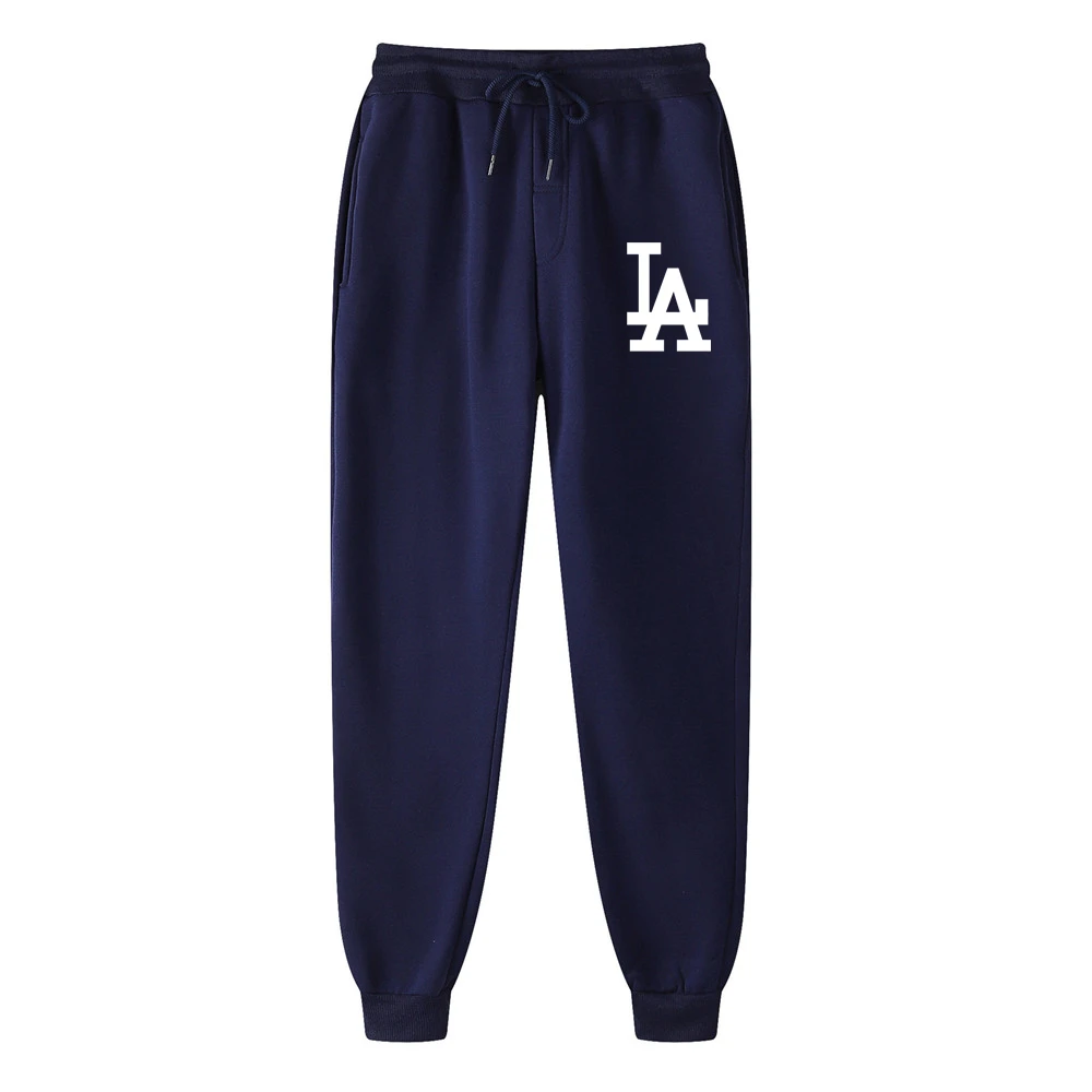 

Hot sale LA Print casual Mens Casual Slim Fit Tracksuit Sports Solid Male Gym Cotton Skinny Joggers Sweat Casual Pants Trousers