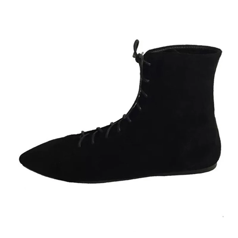 Маленькие ботинки женские сапоги на Плоском Каблуке остроносые ботильоны из