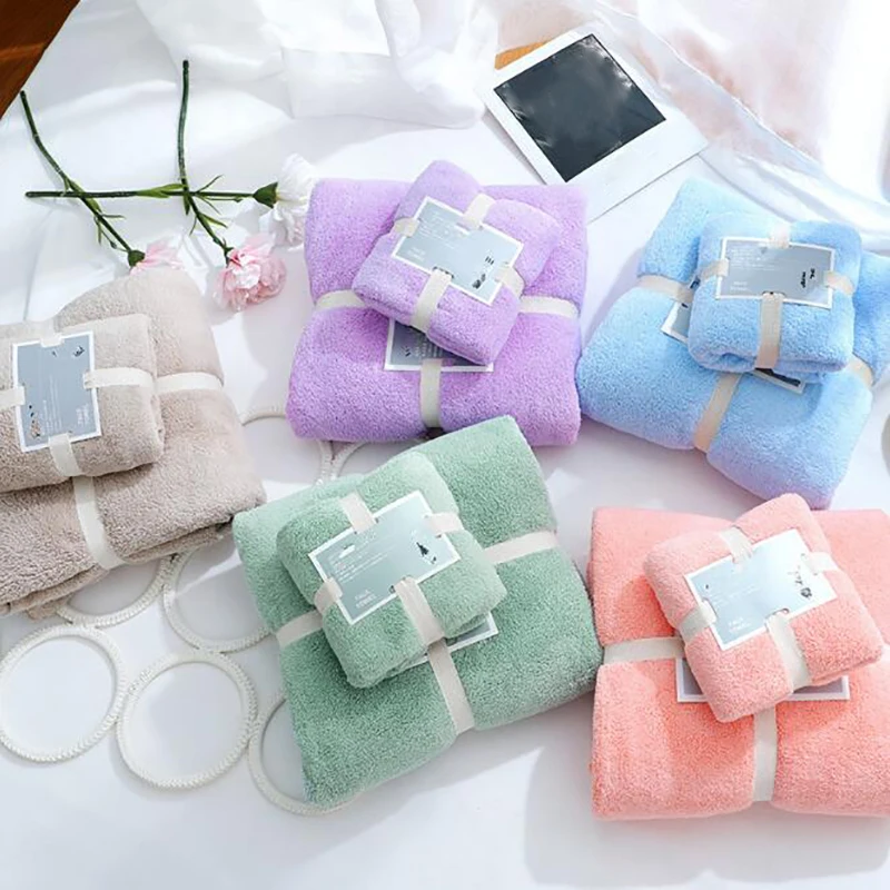 

Soft Absorbent Towels Microfiber Coral Velvet Large Towels Household Bath Two Piece Bathroom Supplies