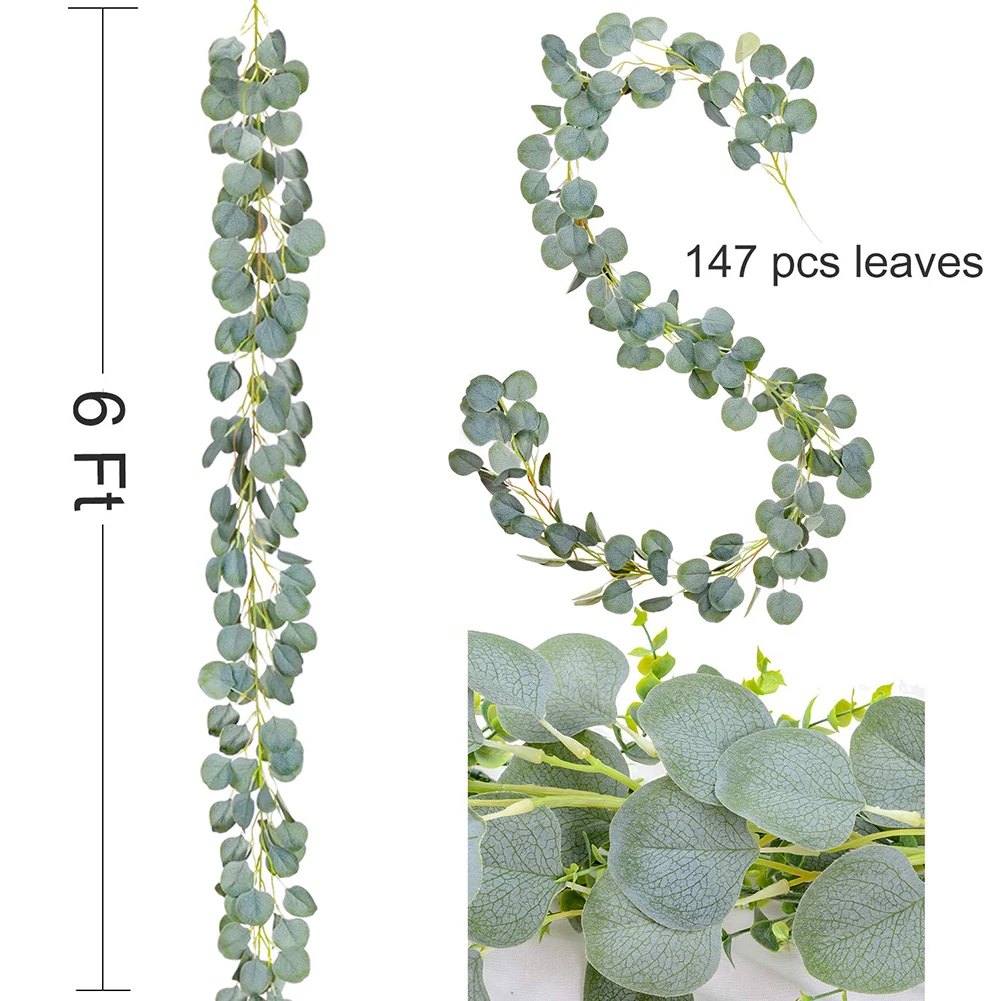 2 м искусственные зеленые эвкалиптовые лозы из ротанга растения Плющ венок