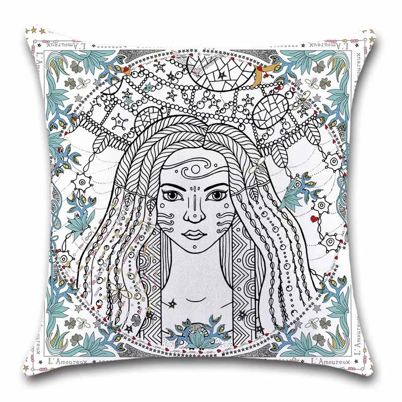 Таро геометрические декоративные белые тканевые чехлы на подушку декоративный