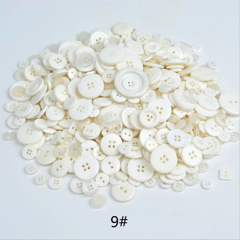 9 white 600 шт./лот L/M/S Смешанная загрузка смолы кнопка швейные пуговицы ремесла для DIY скрапбукинга детская одежда пуговицы - Цвет: 9 white