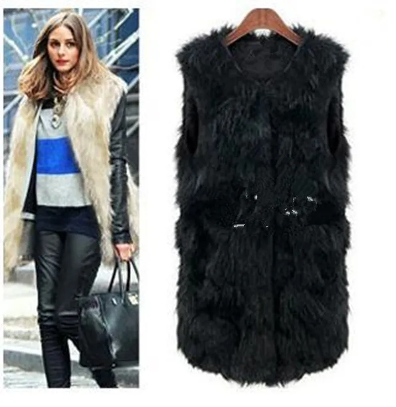 2020 6XL женский жилет из искусственного меха зимнее пальто без рукавов теплая