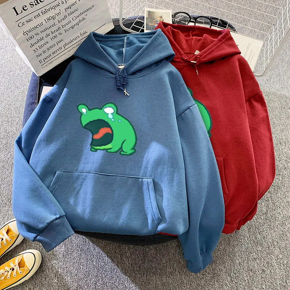 Hooded Sweatshirt Jacket Drawstring Hoodie Sad Frog Long Sleeve Oversized Hoodies Women Sweetshirts Big Size Punk Clothes Women