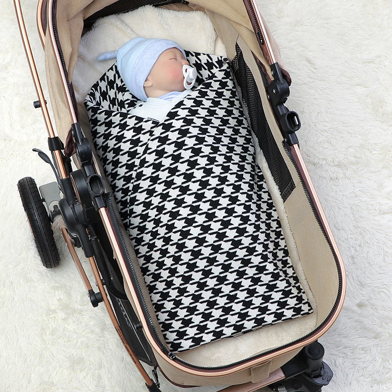 Baby Blanket Fashion Houndstooth Pattern Plaid Newborn Girl Stroller Wrap Swaddle Cotton Knit Infant Boy Bedding Sofa Soft Quilt