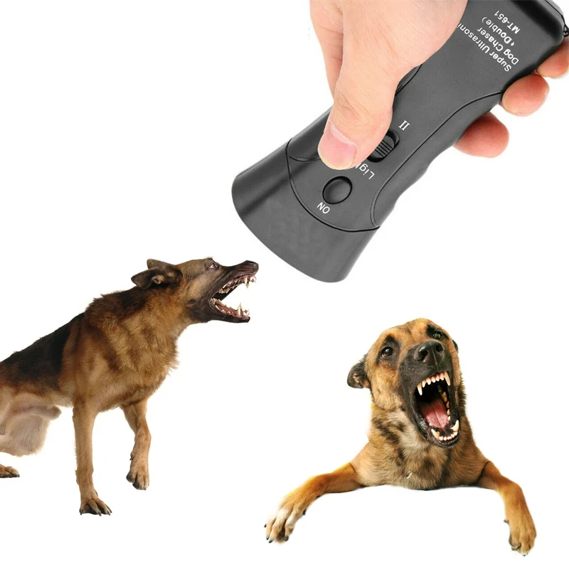 

Pet Anti Dog Barking Pet Trainer LED.Light Ultrasonic Gentle Chase.Training Double Head Trumpet