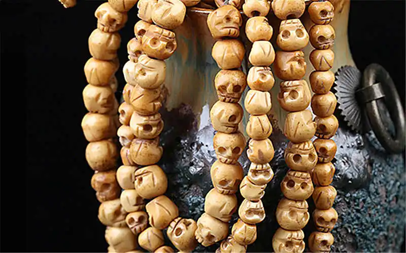108 шт кость тибетского яка череп, вырезанный вручную бисер Молитва Malas для мужчин хорошее качество цвет 9 мм BRO851