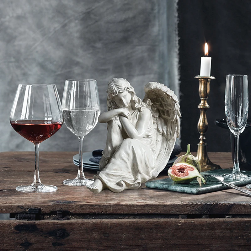 Nordic White Angel Sculpture Modern Happiness Girl Statue Craft Desk Decor Ornaments Home Decoration Living Room Wedding Gift | Дом и сад