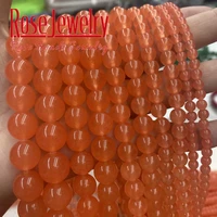 natural orange jades chalcedony beads smooth round loose beads 4 6 8 10 12 14 mm for jewelry making diy ear studs bracelet 15