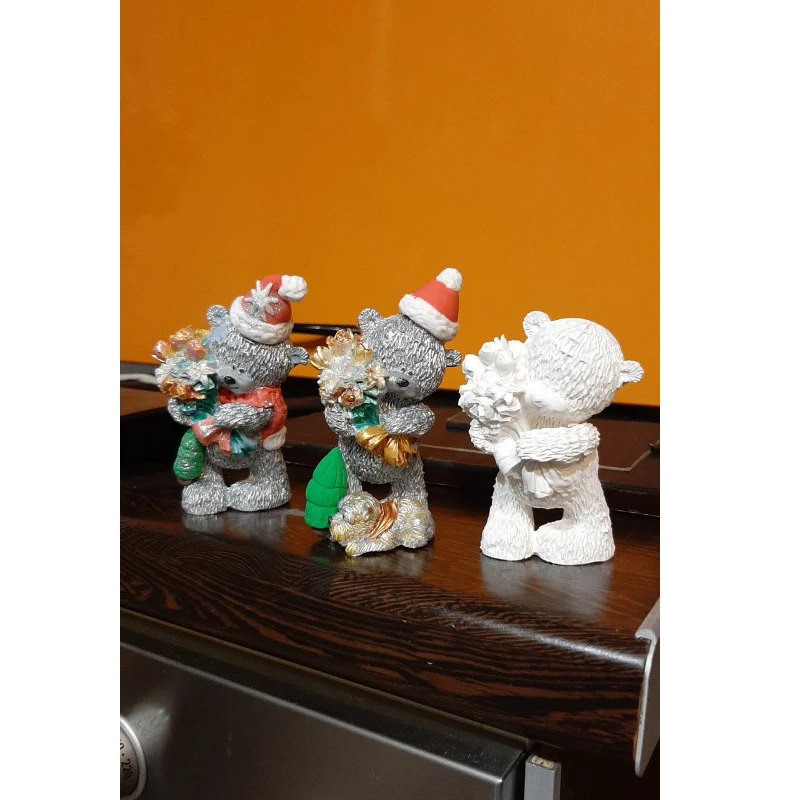 DIY 3D пресс форм Мишка с цветами форма Животные силиконовые формы для