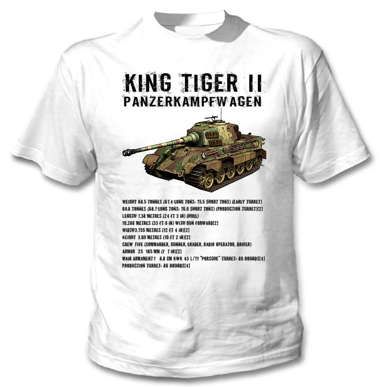 

KING TIGER II немецкий танк Второй мировой войны-новая белая хлопковая Мужская футболка