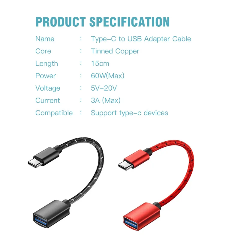 FONKEN Otg Type C кабель 15 см Usb3.1 адаптер Usb к Usb3.0 разъем для Xiaomi Samsung мобильный телефон Usbc