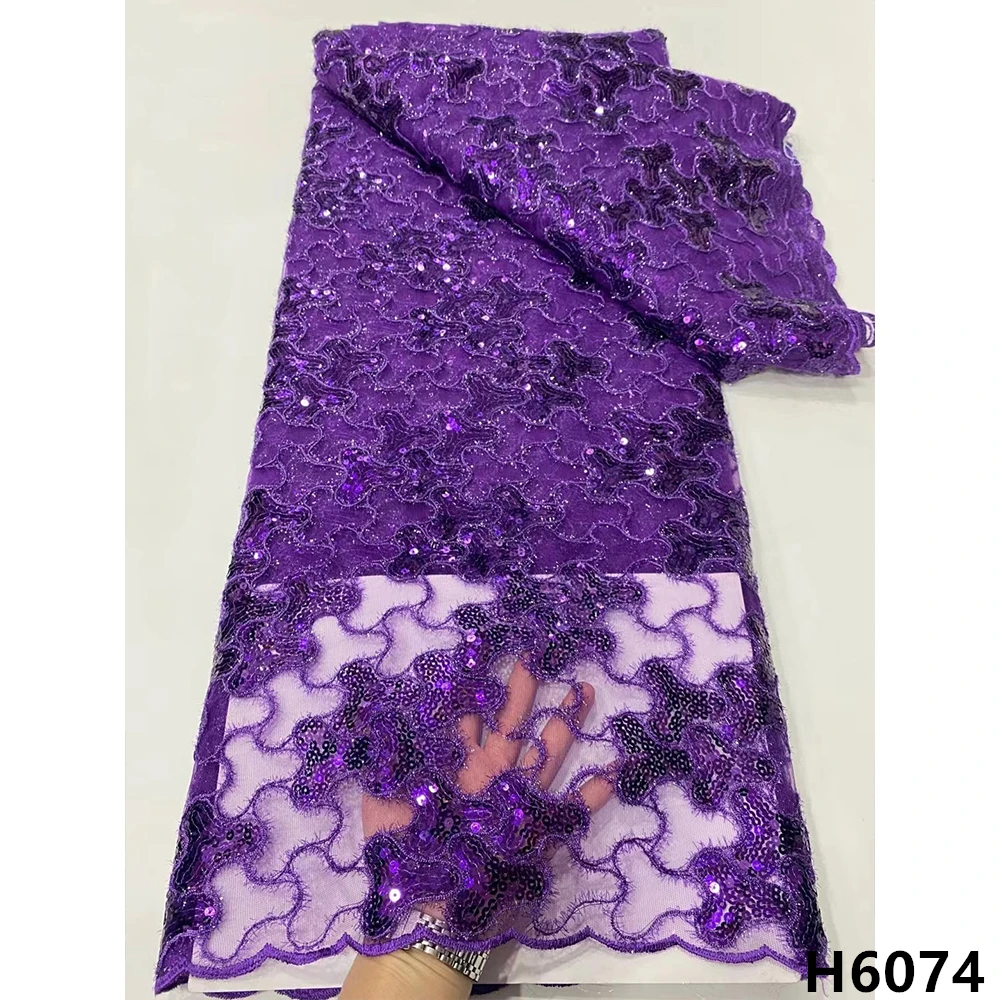 

Новейшая фиолетовая Тюлевая кружевная ткань с блестками, Африканское кружево, Сетчатое кружево 2021, высококачественное Тюлевое кружево, ниг...