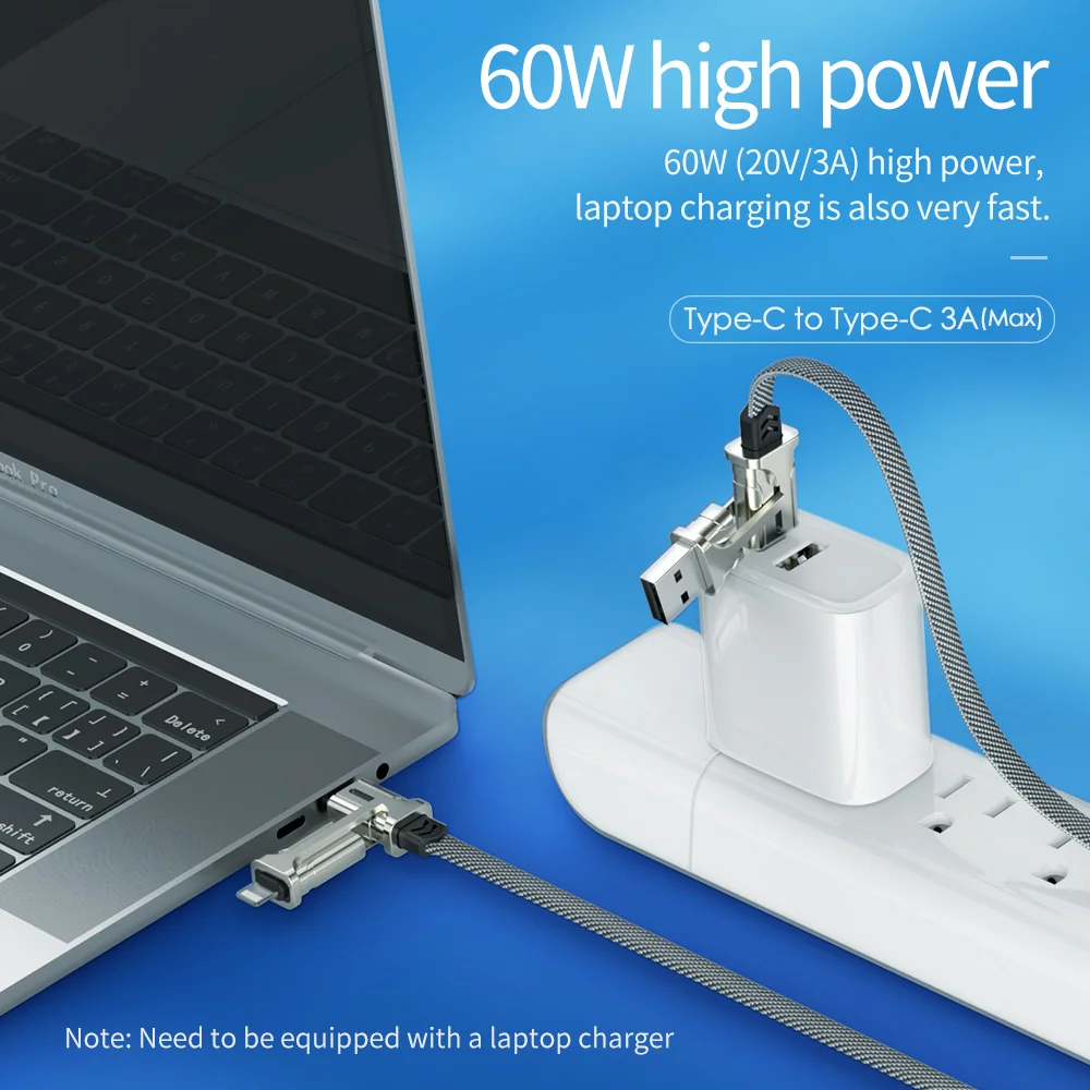 Кабель HOCO 4 в 1 USB Type-C 60 Вт PD быстрое зарядное устройство кабель C-Type C для iPhone 12 Pro Max