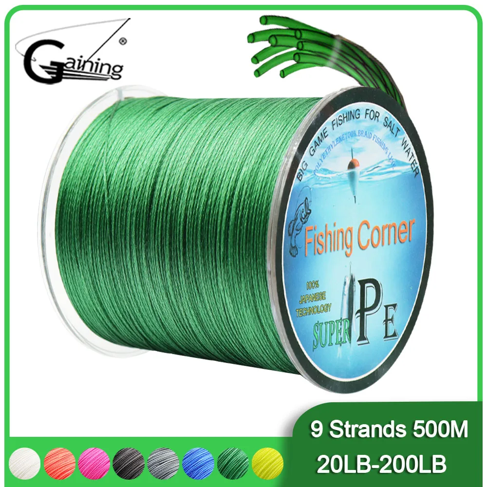 

9 Strands Braided Fishing Line 500m 8 Color Super Strong Japan Multifilament PE Braid Line 20LB 35LB 45LB 65LB 110LB 150LB 200LB