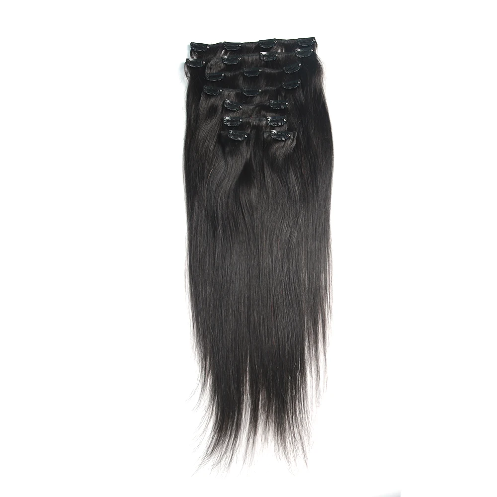 Grampo em Extensões de Cabelo Hairpiece em 120 Humano Cabeça Cheia Cabelo Brasileiro Máquina Remy 100% Real Natural Grampos g – Set 16 Polegada 26