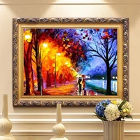 couple walking in the rain oil painting 5d diamond painting diy resin crystal rhinestone embroidery cross stitch home decoration