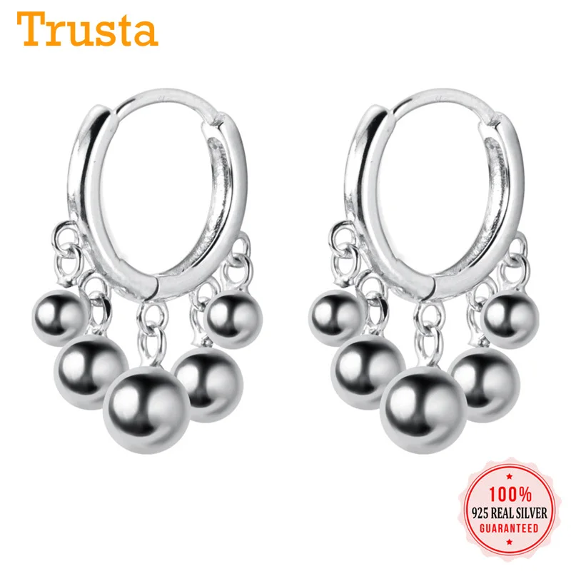 Trustdavis модные 925 пробы серебряные геометрические милые с кисточками бусины для
