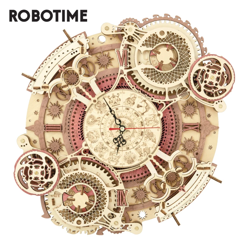 Robotime ROKR LC601 Zodiac Wall Clock 3d Wooden Puzzle Model Building Gifts | Игрушки и хобби