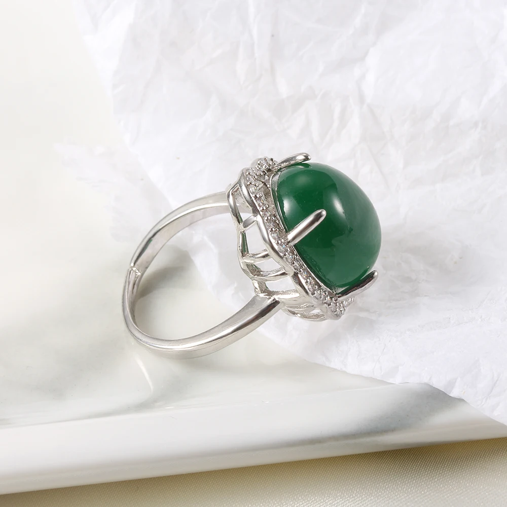 Женское кольцо с зеленым бриллиантом Jadeite винтажное ювелирное изделие из