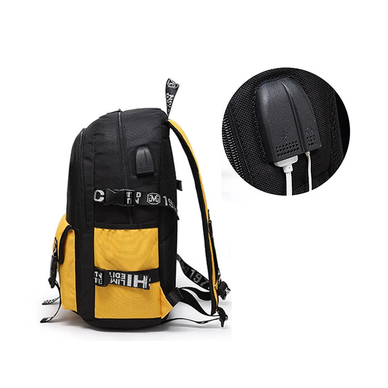 fashion USB Stitching backpack Canvas Laptop bag Charge Women Student Backpacks mochila feminina Teenagers Schoolbags