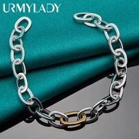 urmylady 925 sterling silver gold chain ring circle bracelet charm wedding engagement party for woman man fashion jewelry