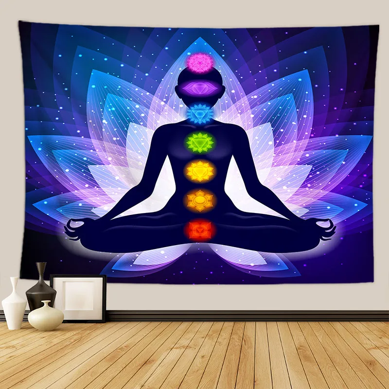 

Chakra Wall Carpet Mandala Tapestry Buddha Women Starry Psychedelic Tapiz Hanging Wall Tapestries Boho Decor Dorm Headboard Yoga