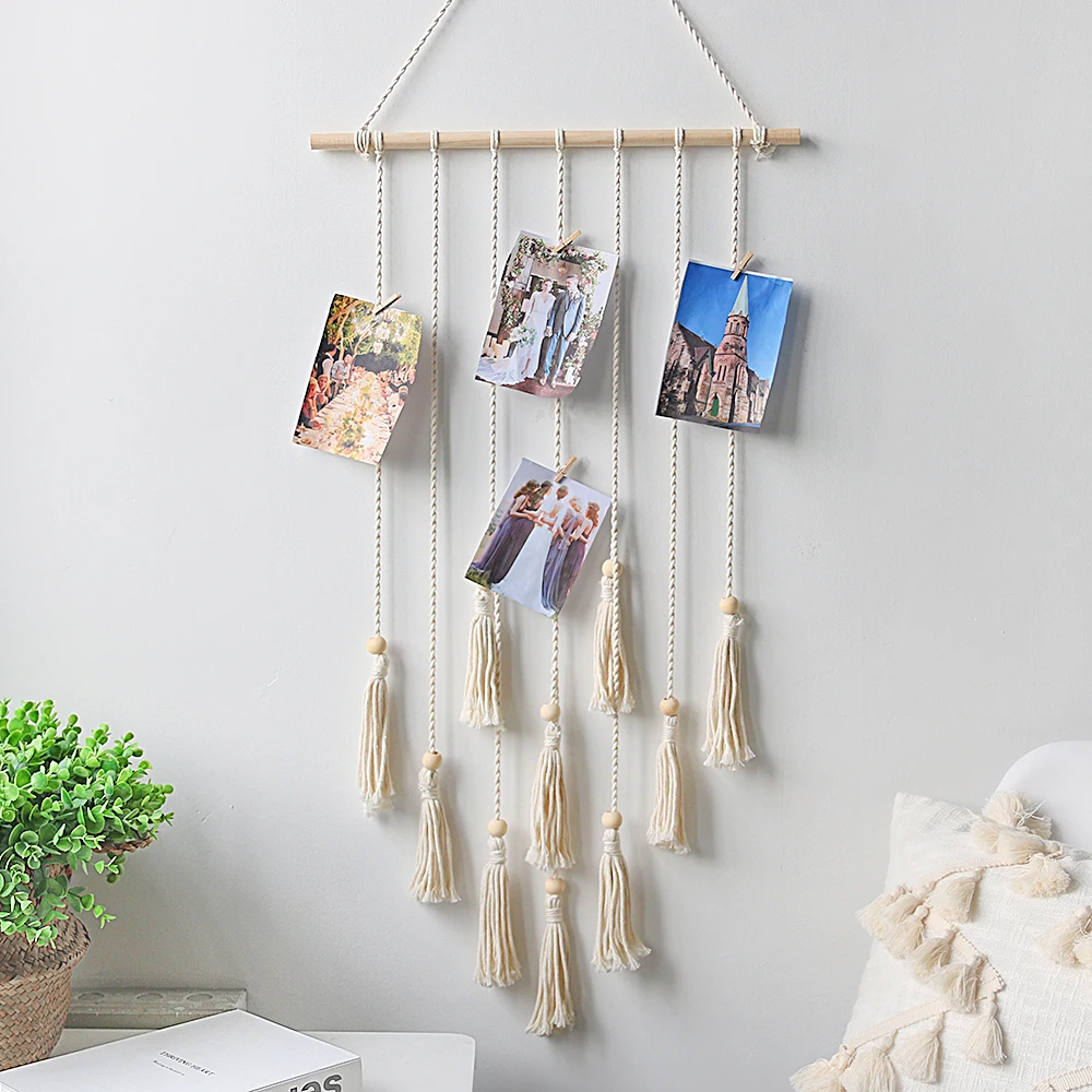 Photo Display Macrame Wall Hanging Hanging Wall Pictures Boho Home Decor Kids Baby Room Decoration Gift  Friend And Family images - 6