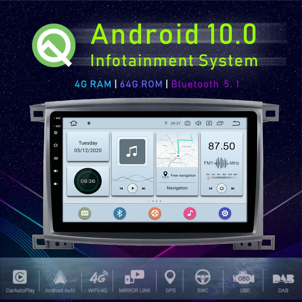 Фото Автомобильный мультимедийный плеер JSTMAX стерео система на Android 10 2 с GPS диагональю 0