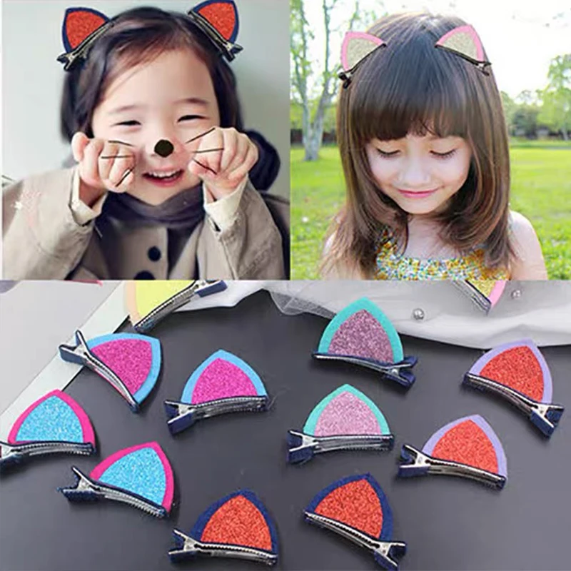 

2Pcs Cat Ears hair clip Girl Cute Hair bands Hair Accessories headwear Hairpins Kids Lovely cartoon hair band Hairpin Headdress