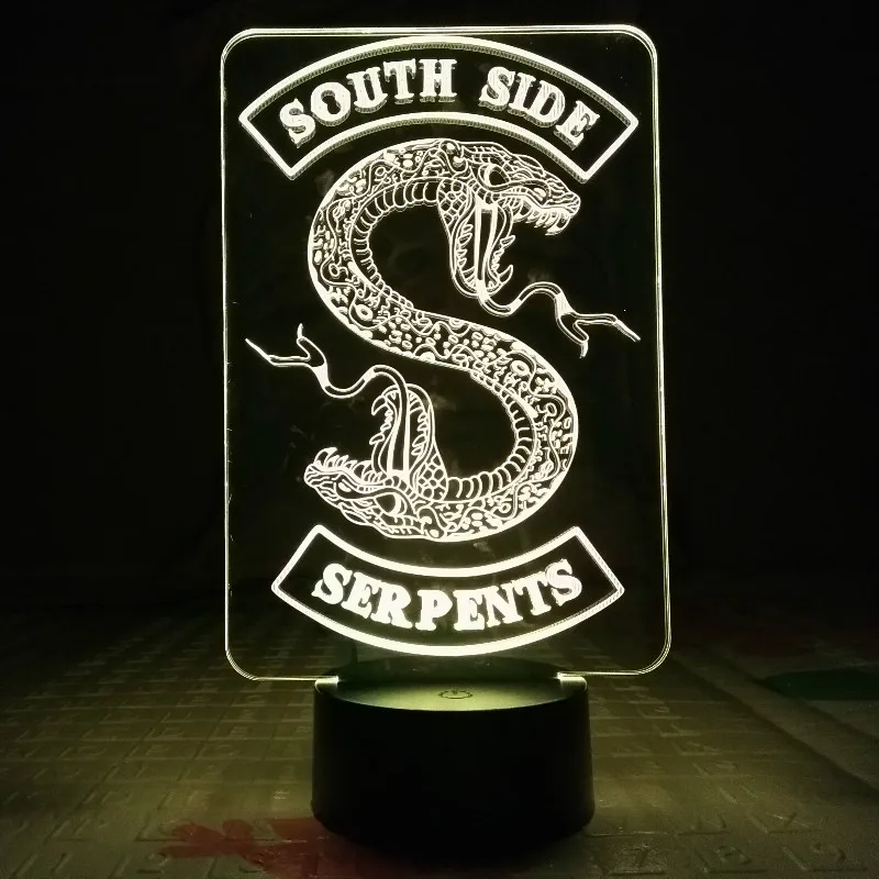 ТВ серии Riverdale "South Side Serpents" Змея логотип светодиодный ночной Светильник