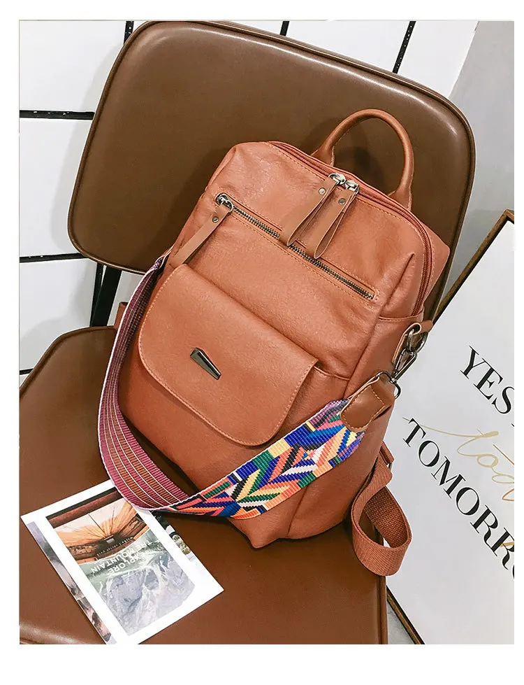 Женский рюкзак из искусственной кожи высокого качества однотонный для девочек