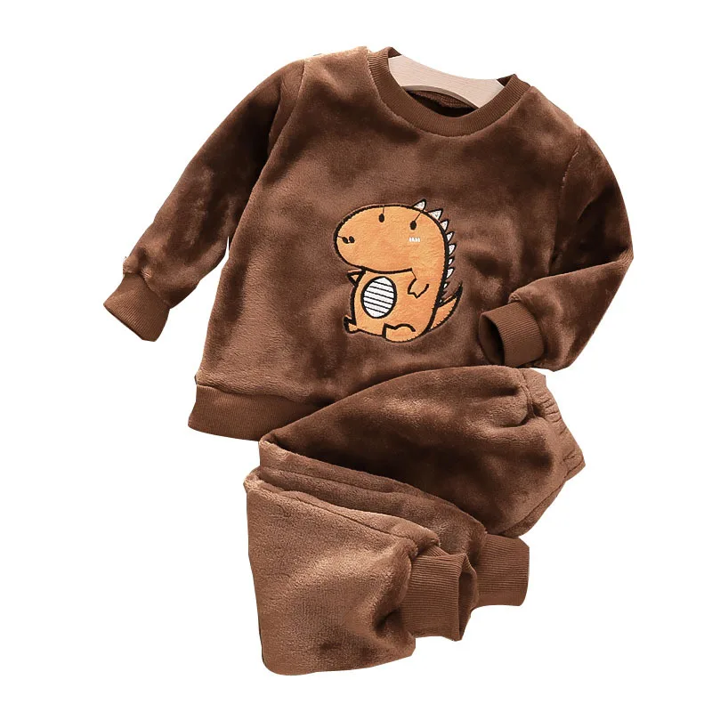 

Baby Girl Pajamas Bebe Boy Clothes Set Kids Pjs Pajama Suit Children Clothing Flannel Home Service Winter Thick Coral Fleece