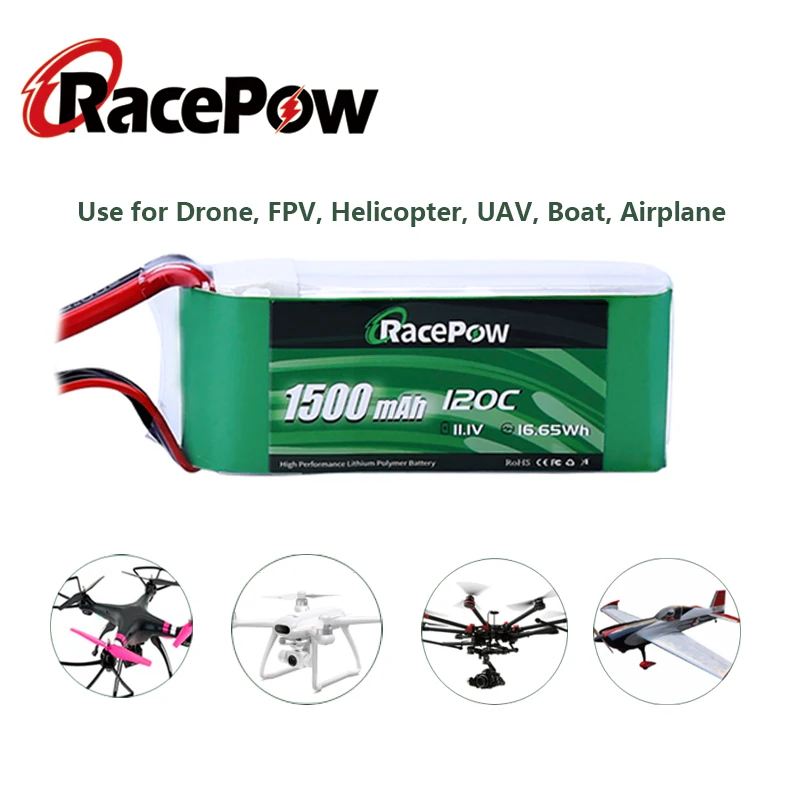 racepow rc lipo батарея 3s 1500 мач 111 в 120c с xt60 для fpv го