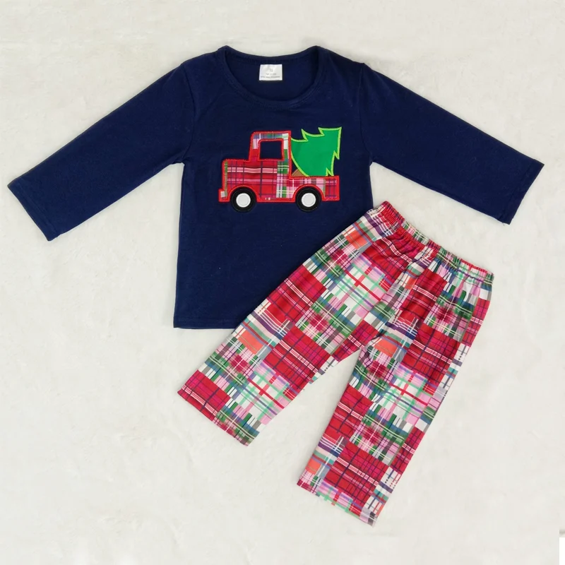 2021 Winter Boutique Kids Clothing Sets Christmas Baby Boy Clothes Truck Tree T- Shirt Pants 2 Pcs Baby Boy's Clothing Sets