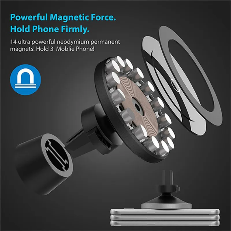 

Magnetic Wireless Car Charger for iPhone 11/11Pro/11ProMax/XsMax/Xr/8 Qi Car Phone Wireless Charger For Samsung S10/S9/S8