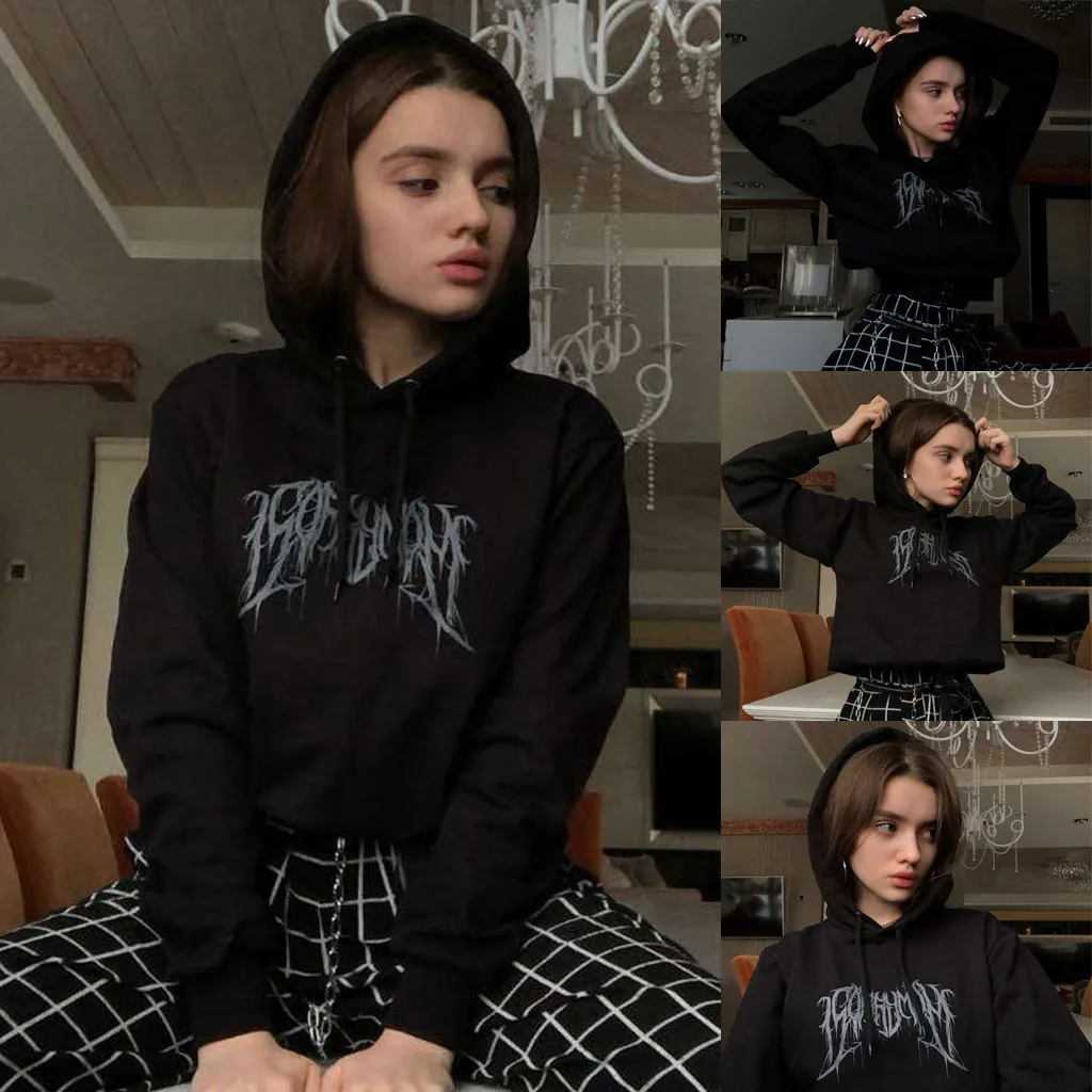 Женская толстовка с длинным рукавом пуловер большого размера принтом в уличном