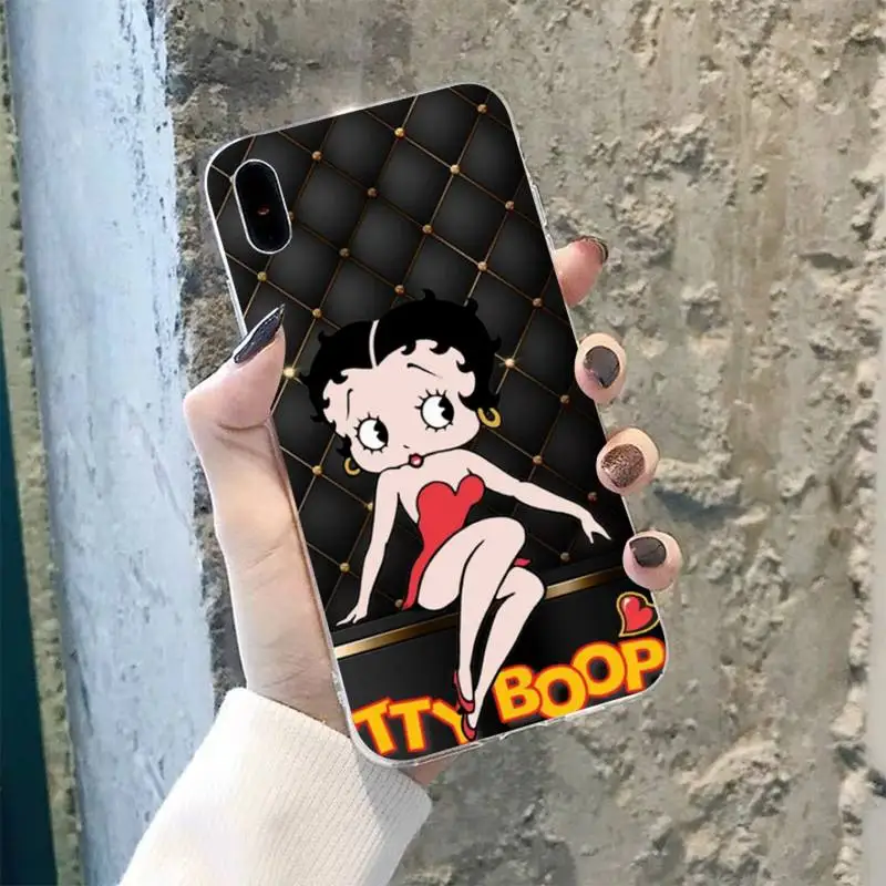 

Yinuoda Betty Boop Colorful Cute Black Cell Phone Case for iPhone 8 7 6 6S Plus X 5S SE 2020 XR 11 pro XS MAX