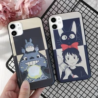 cat japan anime totoro phone case for iphone 13 12mini se 2020 7 8 plus xr xs 11pro max house pet silicone soft bag back cover