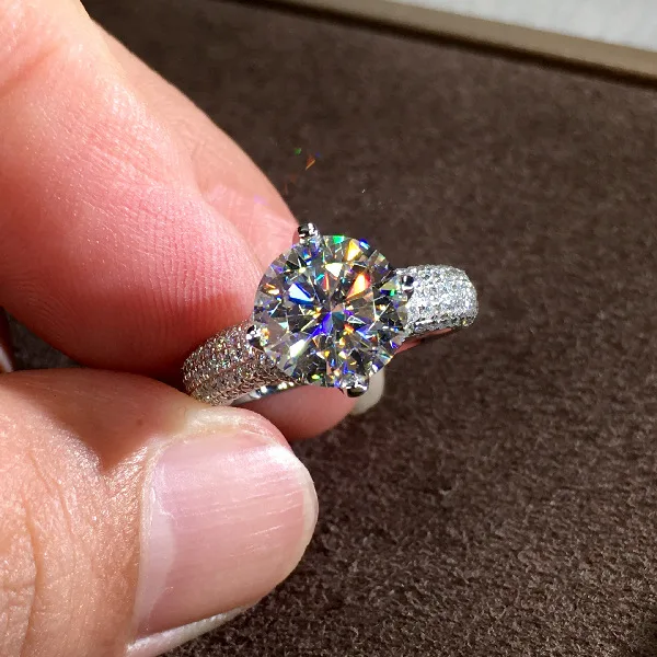 Реальный S925 кольцо из стерлингового серебра бледно-коробка для Для женщин 1 карат