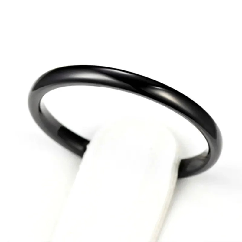 Black 2mm 4 мм 2 мм золото титановая сталь пара кольцо для мужчин и женщин - Цвет основного камня: Black 2mm