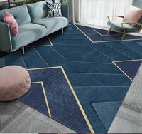 Modern Minimalist Nordic Fashion Blue Gilding Geometric Carpet Floor Mat Study and Bedroom Room Coffee Table  area rug large
