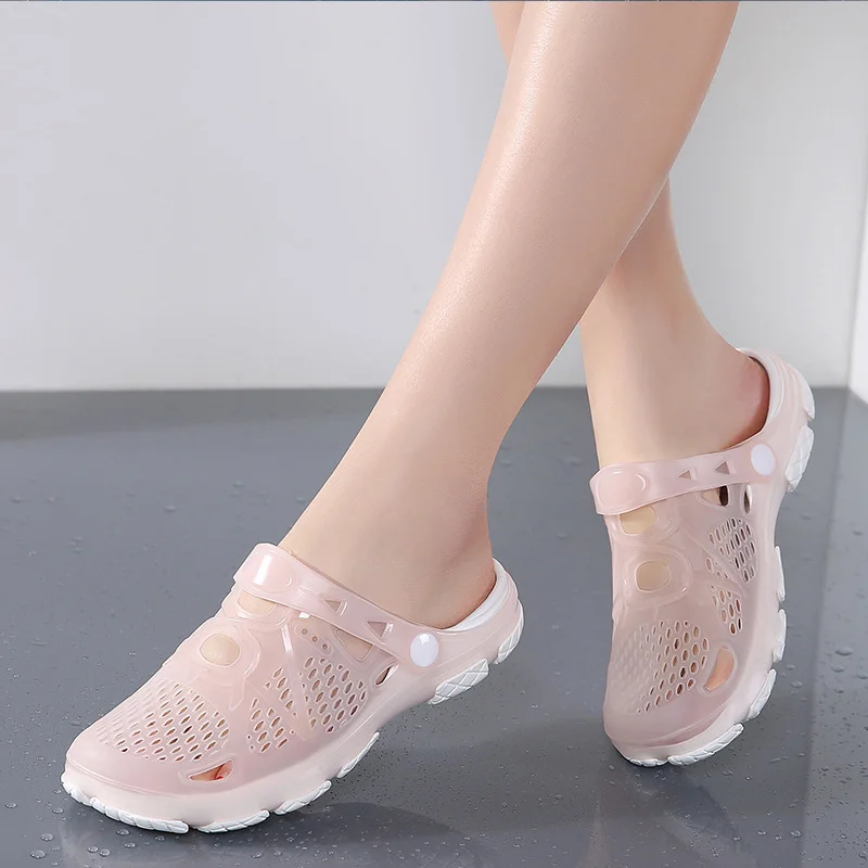 

Женские туфли с перфорацией летние новые дышащие босоножки, Вьетнамки, пляжная обувь на плоской подошве; Модные повседневные женские туфли;...