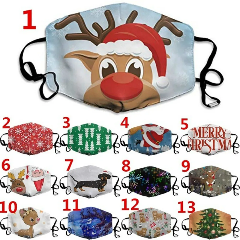 

NEW Christmas Unisex Face Mask Christmas Tree Santa Snowman snowflake Elk Print Windproof Mask Washable Breathable Mask Festival