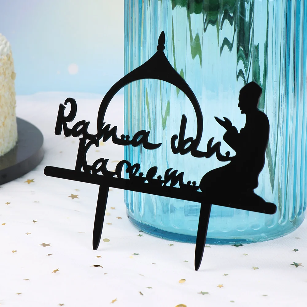 Топпер для торта Рамадана украшение из акрила с золотыми блестками вечерние