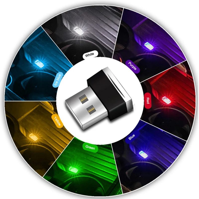 1 шт. мини-светодиод машины светильник лампа авто Интерьер USB атмосферный свет Plug And Play Декор лампа аварийный светильник ing Pc автомобильные аксессуары