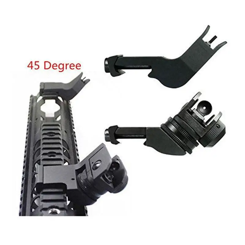 

Tactical Front and Rear 45 Degree Offset Rapid Transition BUIS Backup Iron Sight Set Hunting Gun Accessories