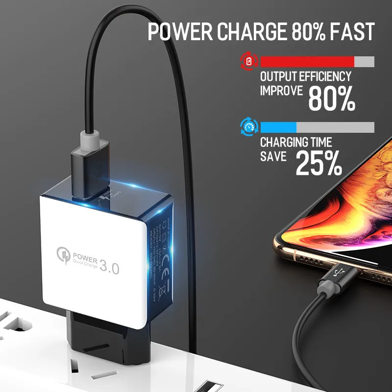QC 3 0 usb кабель быстрое зарядное устройство адаптер для Samsung galaxy A50 S21 Honor 20s Тип C