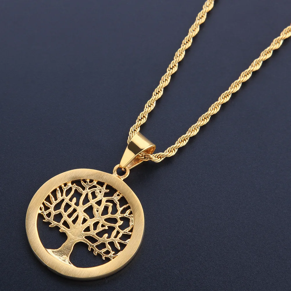 

2020 Fashion Tree of Life Stainless Steel Color Retention Gold Necklace For Women Color Necklaces Pendants Jewelry Collar