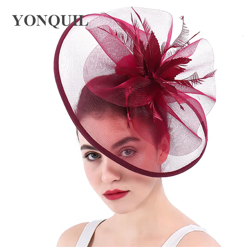Вуалетка с перьями женская модная шляпка коричневого цвета аксессуары для волос